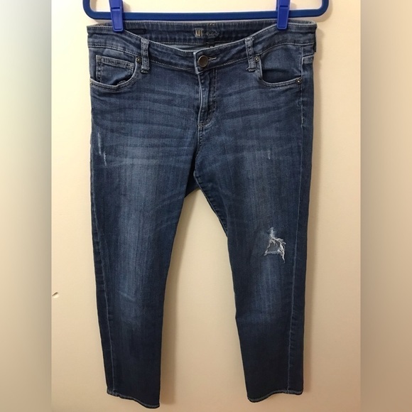 Kut from the kloth catherine womens cotton boyfriend distressed jeans size 10 - Picture 2 of 15